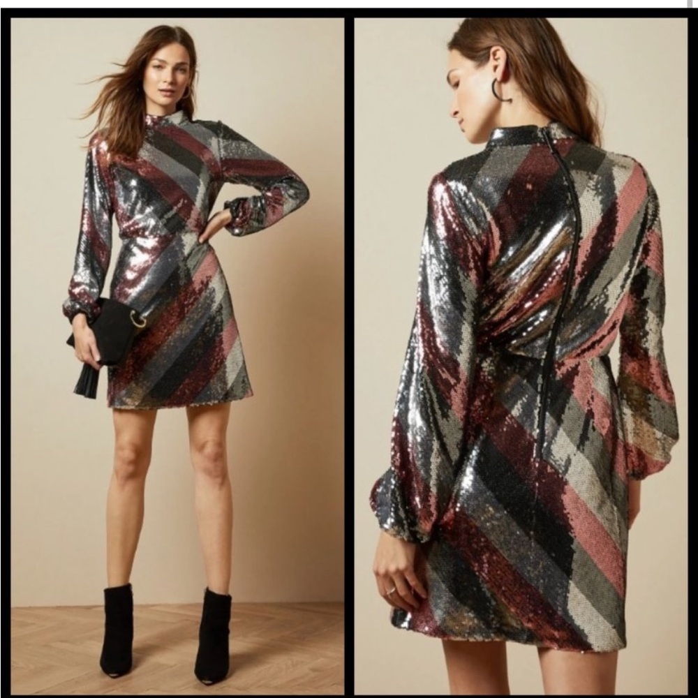 Ted Baker JOCASTA Striped sequin mini dress size 1 new with tags